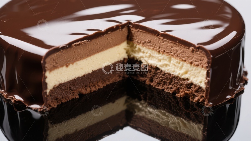 高清大图下载【趣麦麦图】巧克力多层蛋糕切面展示