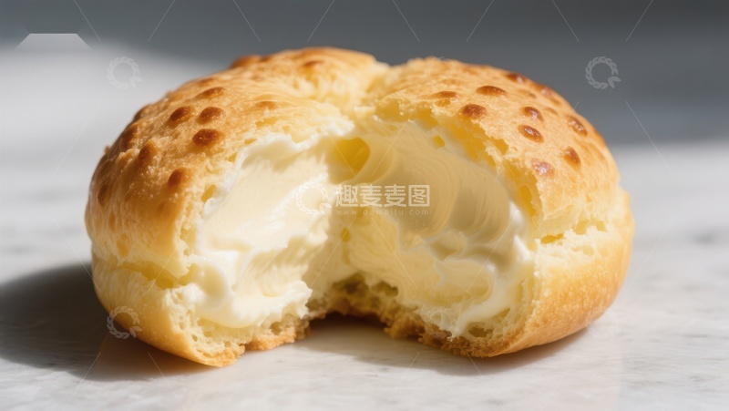 高清大图下载【趣麦麦图】奶油泡芙特写，金黄酥脆