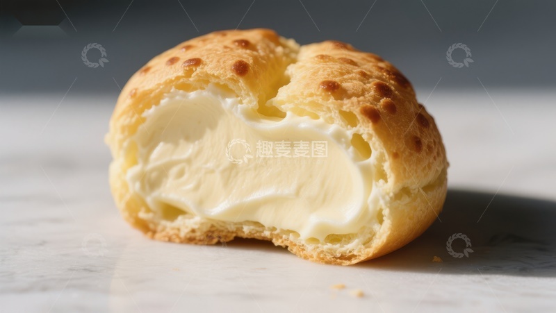 高清大图下载【趣麦麦图】奶油泡芙特写，金黄酥脆