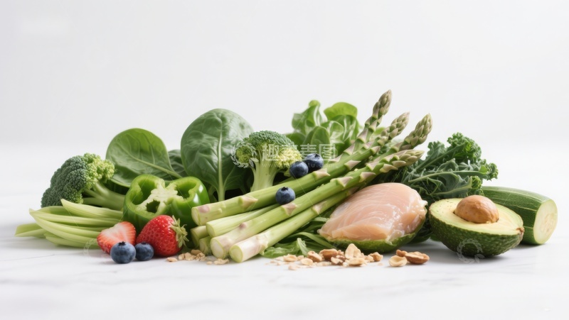 高清大图下载【趣麦麦图】新鲜蔬菜水果与鸡肉组合