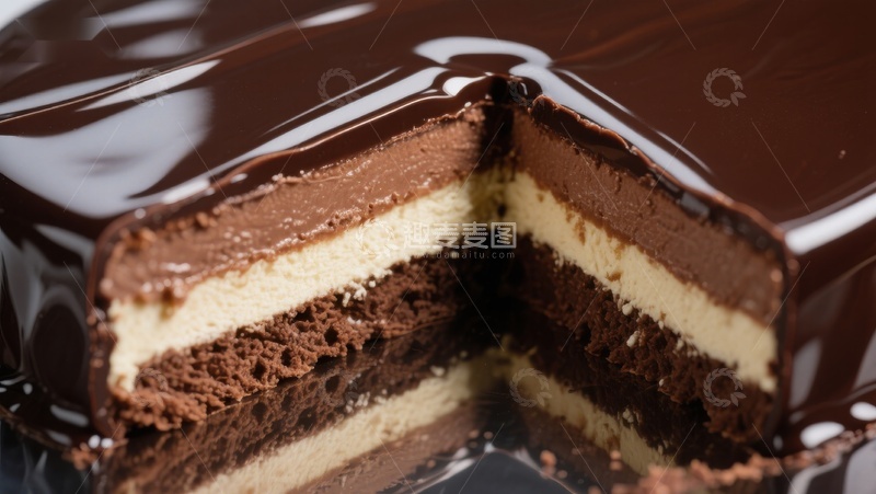 高清大图下载【趣麦麦图】巧克力夹心蛋糕切面特写