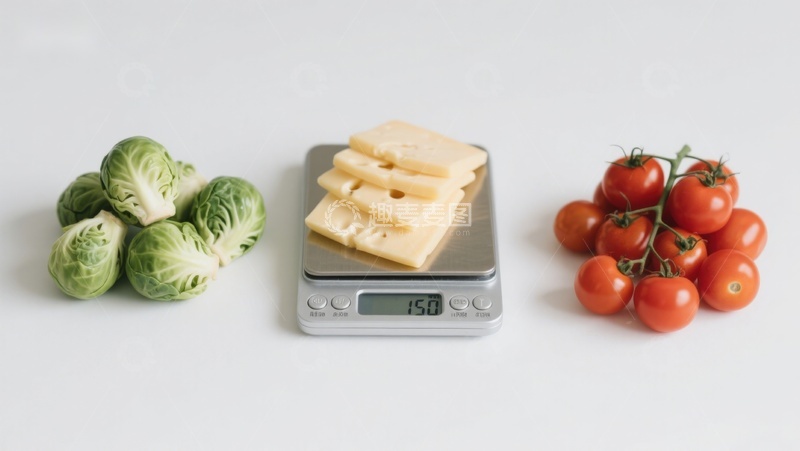 高清大图下载【趣麦麦图】蔬菜奶酪番茄称重展示