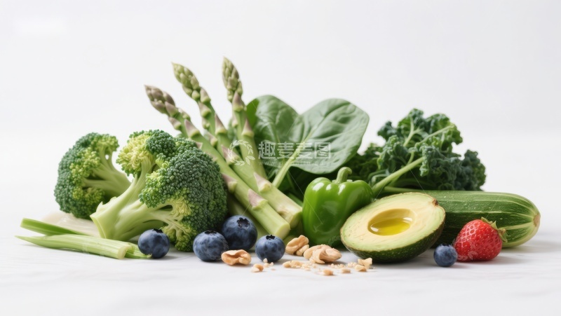 高清大图下载【趣麦麦图】新鲜蔬菜水果与坚果组合