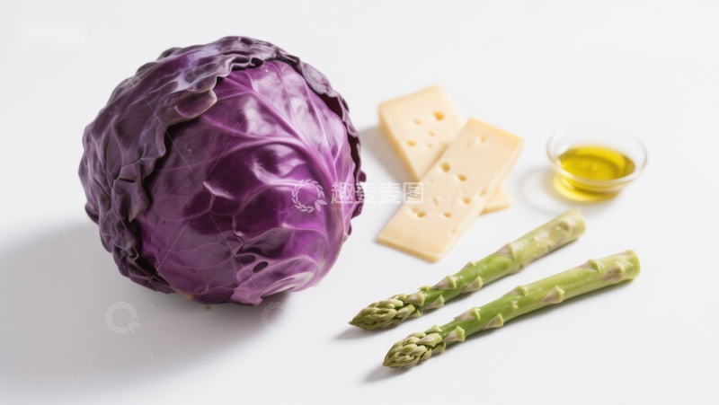 高清大图下载【趣麦麦图】紫甘蓝与芦笋等食材组合