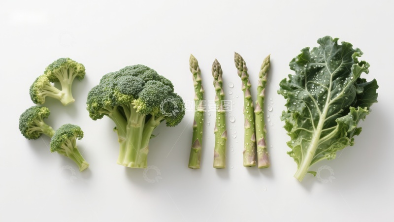 高清大图下载【趣麦麦图】新鲜绿色蔬菜排列展示