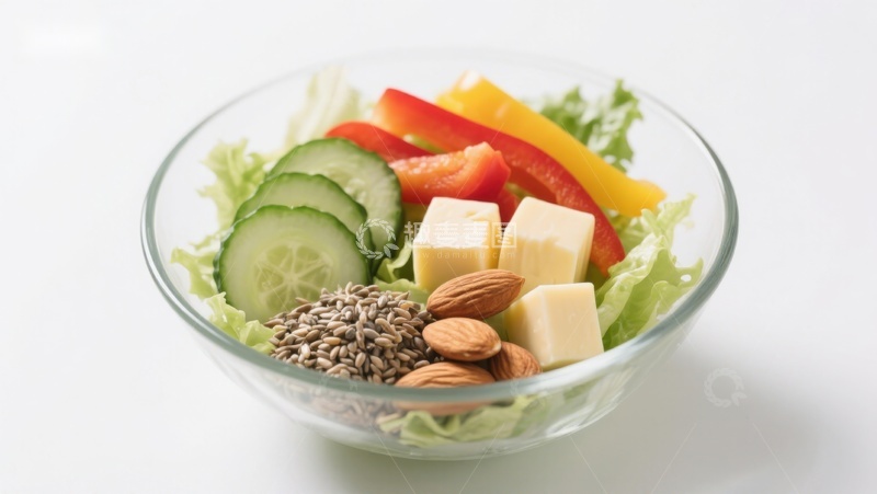 高清大图下载【趣麦麦图】新鲜蔬菜奶酪坚果沙拉