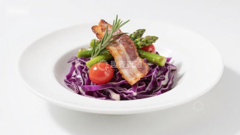 高清大图下载【趣麦麦图】紫甘蓝配培根芦笋沙拉