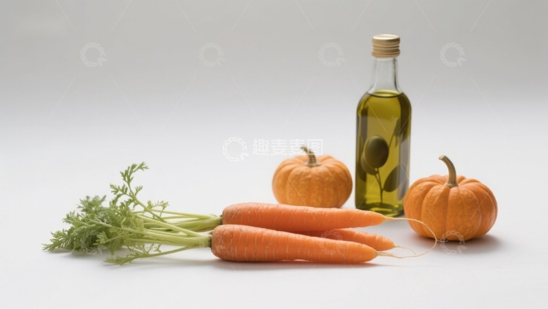 高清大图下载【趣麦麦图】胡萝卜南瓜橄榄油静物