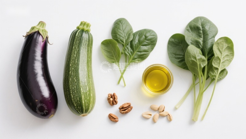 高清大图下载【趣麦麦图】新鲜蔬菜与坚果油组合