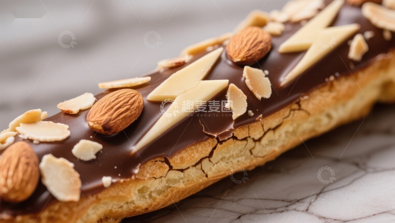 高清大图下载【趣麦麦图】巧克力杏仁酥皮糕点特写