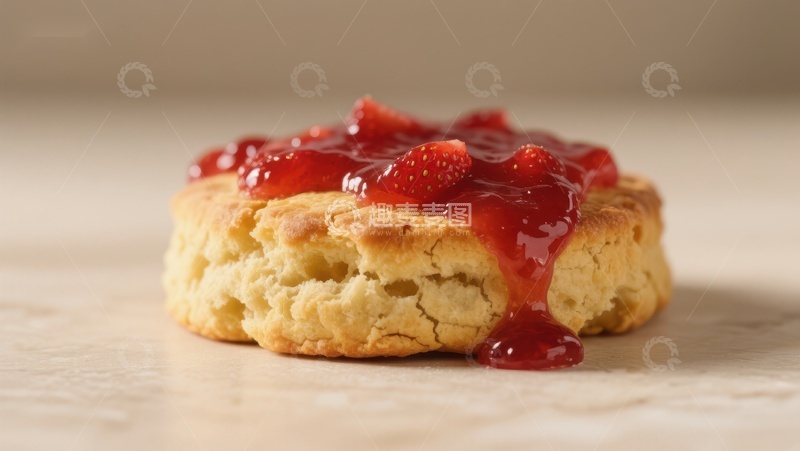高清大图下载【趣麦麦图】草莓果酱覆盖的松饼