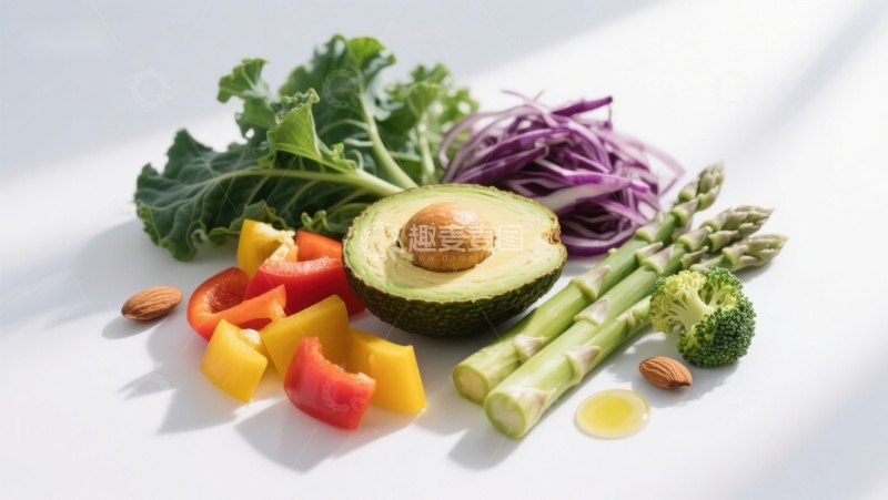 高清大图下载【趣麦麦图】新鲜蔬菜与牛油果摆拍