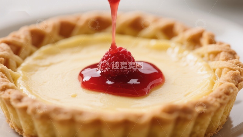 高清大图下载【趣麦麦图】奶油挞配覆盆子酱