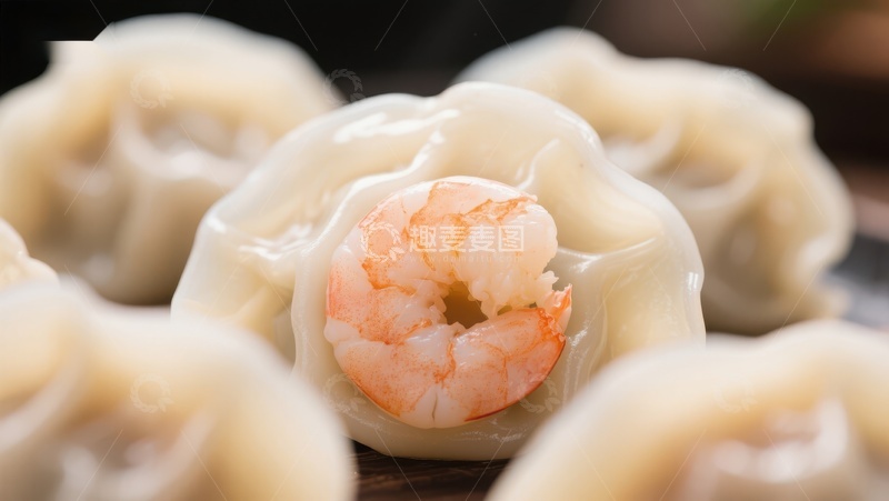 高清大图下载【趣麦麦图】晶莹剔透的虾饺特写