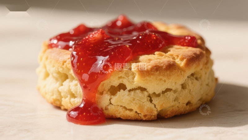 高清大图下载【趣麦麦图】草莓酱淋面的金黄色松饼