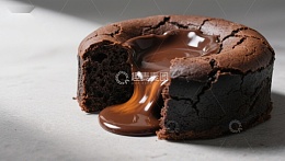 巧克力熔岩蛋糕，热流溢出