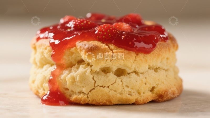 高清大图下载【趣麦麦图】草莓酱淋面的松饼