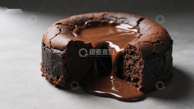 高清大图下载【趣麦麦图】巧克力熔岩蛋糕，热融流淌