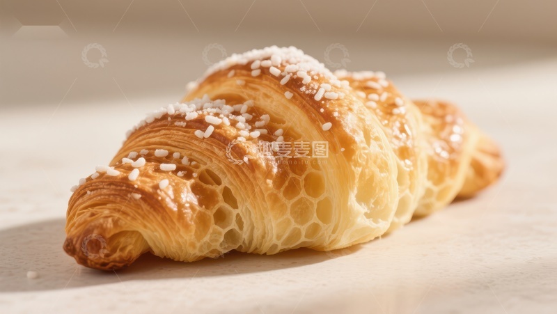 高清大图下载【趣麦麦图】撒有糖粒的金黄羊角面包