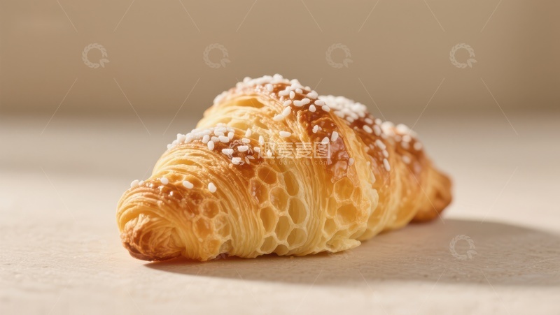 高清大图下载【趣麦麦图】撒有糖粒的金黄羊角面包