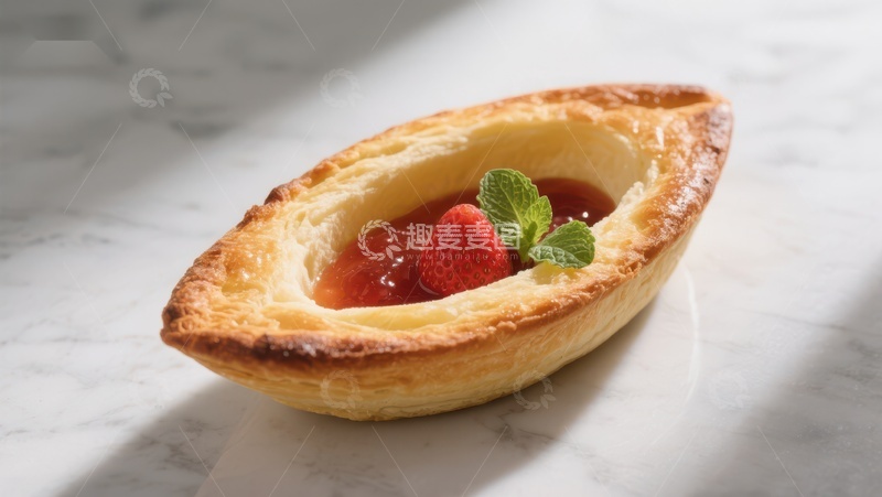 高清大图下载【趣麦麦图】草莓薄荷馅酥皮糕点