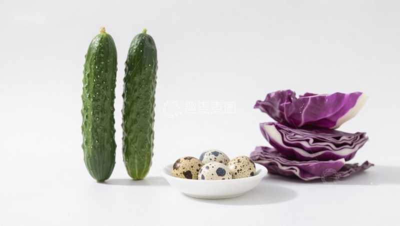 高清大图下载【趣麦麦图】黄瓜鹌鹑蛋紫甘蓝静物