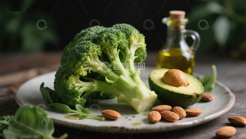 高清大图下载【趣麦麦图】西兰花牛油果坚果摆盘