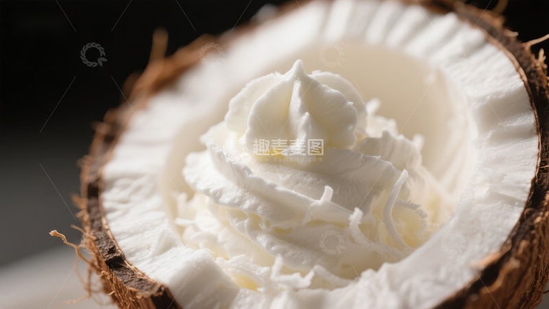 高清大图下载【趣麦麦图】椰子半壳中的奶油