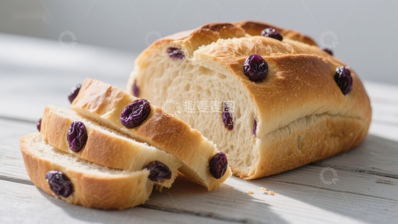 高清大图下载【趣麦麦图】新鲜葡萄干面包切片