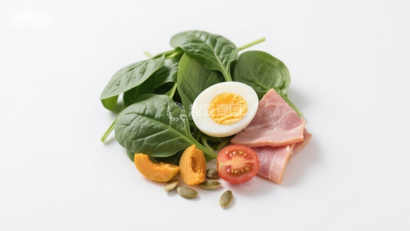 高清大图下载【趣麦麦图】新鲜蔬菜与鸡蛋火腿组合
