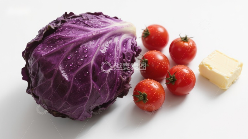 高清大图下载【趣麦麦图】紫甘蓝与樱桃番茄静物