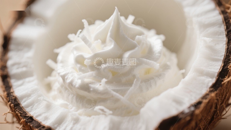 高清大图下载【趣麦麦图】椰子壳内的奶油状物质