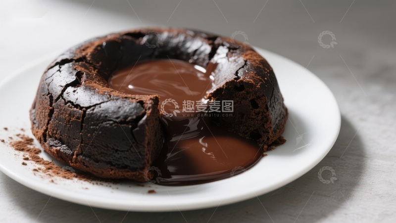 高清大图下载【趣麦麦图】巧克力熔岩蛋糕，热融流心