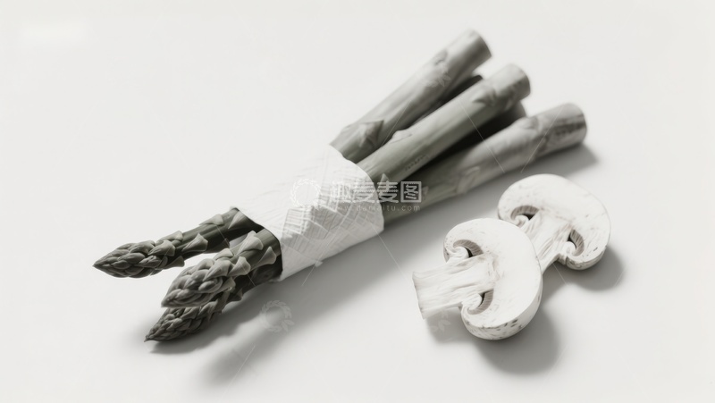 高清大图下载【趣麦麦图】芦笋与蘑菇静物摆拍