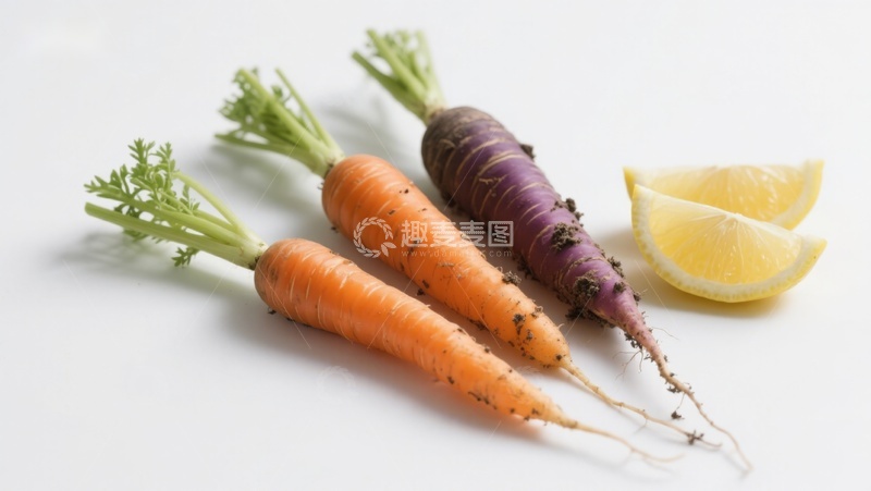 高清大图下载【趣麦麦图】新鲜胡萝卜与柠檬切片