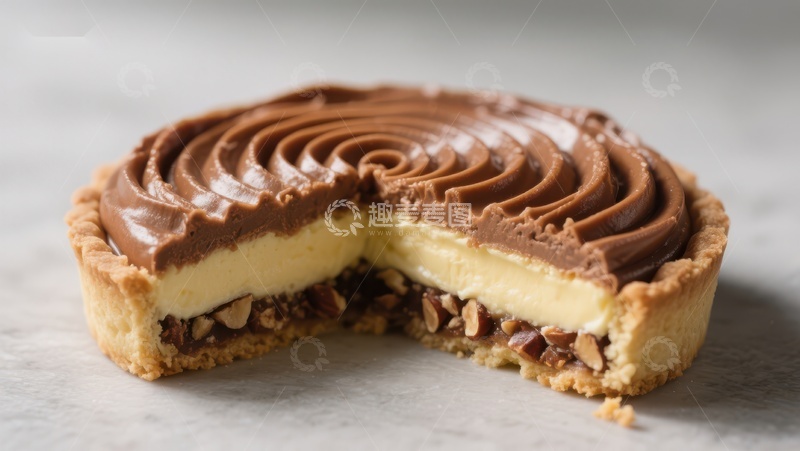 高清大图下载【趣麦麦图】巧克力奶油挞，层次分明的美味