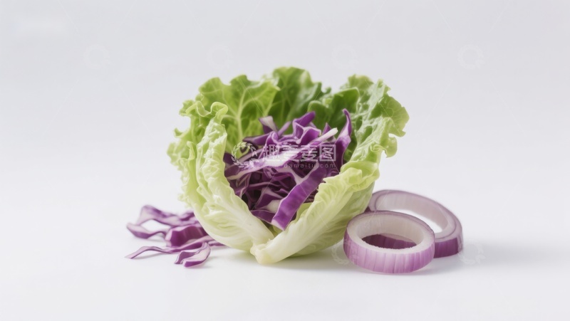 高清大图下载【趣麦麦图】紫甘蓝与生菜洋葱组合