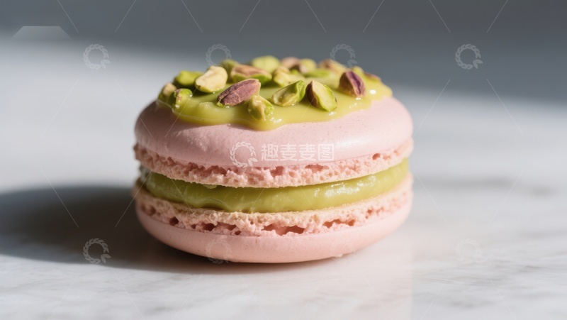 高清大图下载【趣麦麦图】粉色马卡龙配抹茶奶油