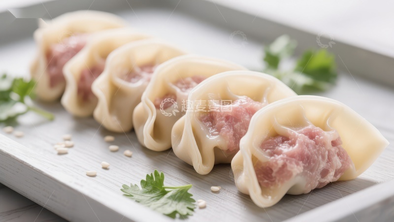 高清大图下载【趣麦麦图】鲜肉饺子排列展示