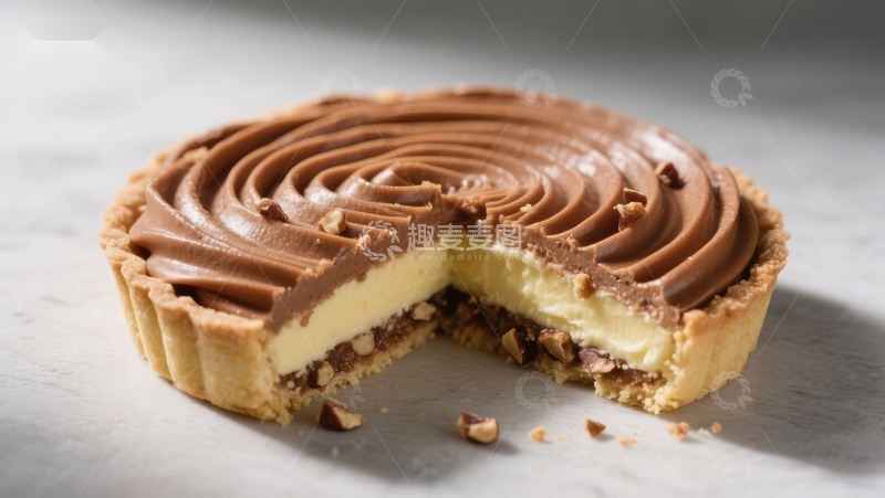 高清大图下载【趣麦麦图】巧克力奶油挞，层次分明的美味