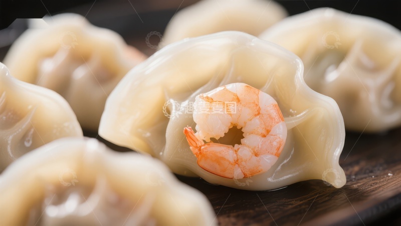 高清大图下载【趣麦麦图】鲜虾饺子，晶莹剔透的美食诱惑