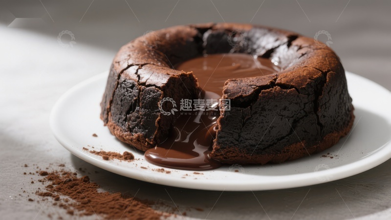 高清大图下载【趣麦麦图】巧克力熔岩蛋糕，浓郁流心