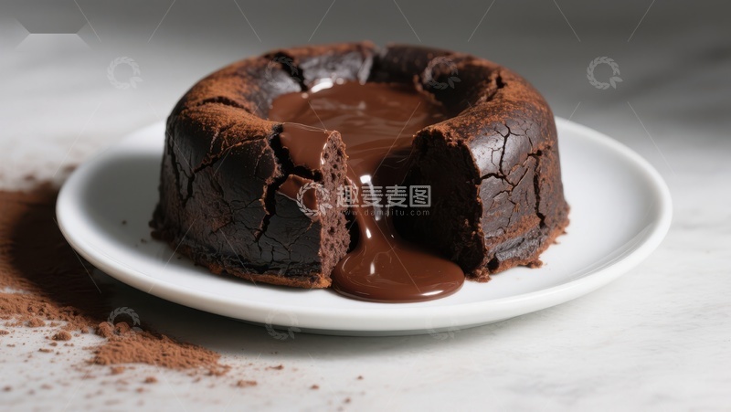 高清大图下载【趣麦麦图】巧克力熔岩蛋糕，热流诱人