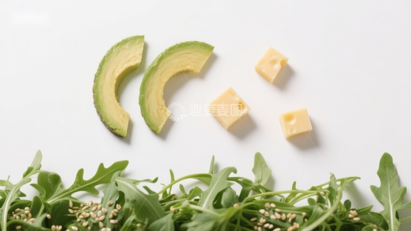 高清大图下载【趣麦麦图】牛油果芝士与芝麻菜组合