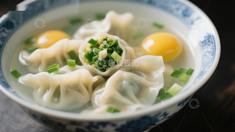 高清大图下载【趣麦麦图】鲜美馄饨配蛋花汤