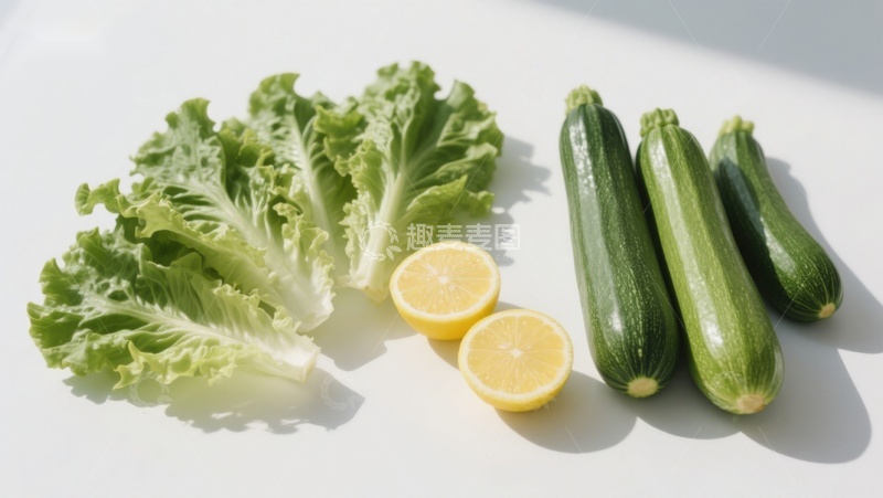 高清大图下载【趣麦麦图】新鲜蔬菜与柠檬静物摆拍