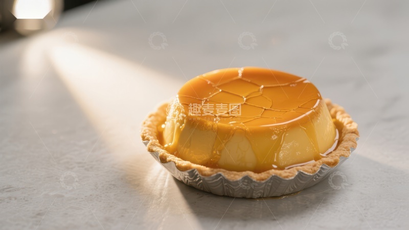 高清大图下载【趣麦麦图】焦糖布丁挞，甜品特写