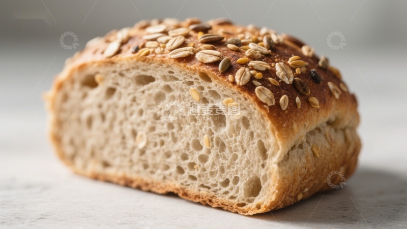 新鲜烘焙的全麦面包切片