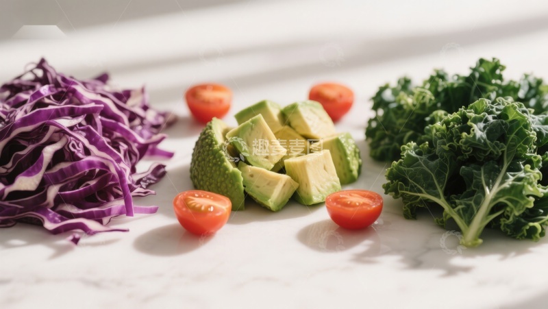 高清大图下载【趣麦麦图】新鲜蔬菜切块摆盘