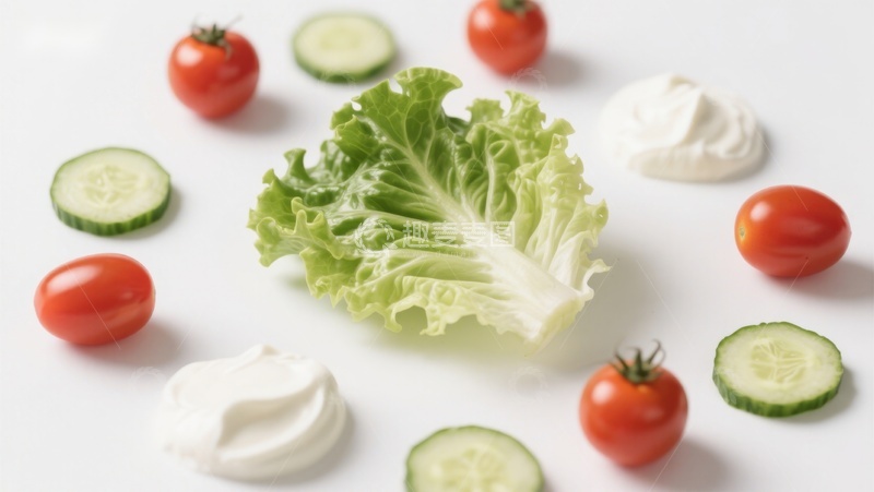 高清大图下载【趣麦麦图】新鲜蔬菜与酸奶油摆盘